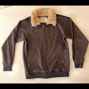 Heritage stone designer fur collar brown zip up